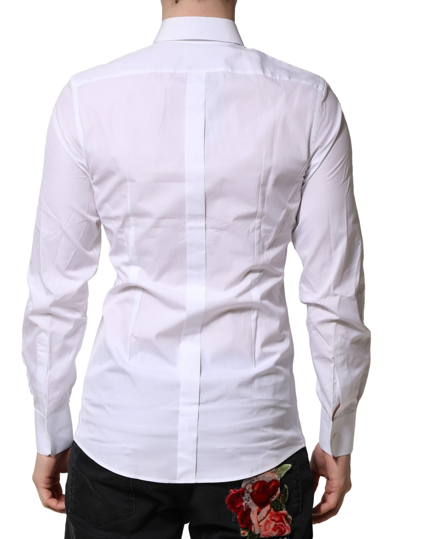 Camisa formal de vestir para hombre de manga larga Dolce &amp; Gabbana en color blanco dorado
