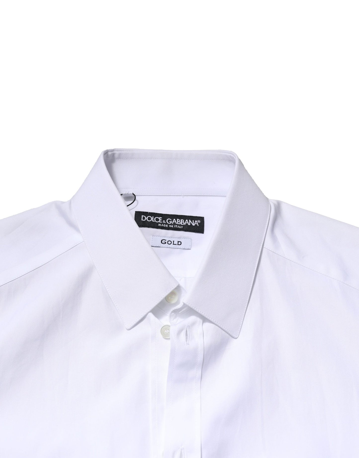 Camisa formal de vestir para hombre de manga larga Dolce &amp; Gabbana en color blanco dorado