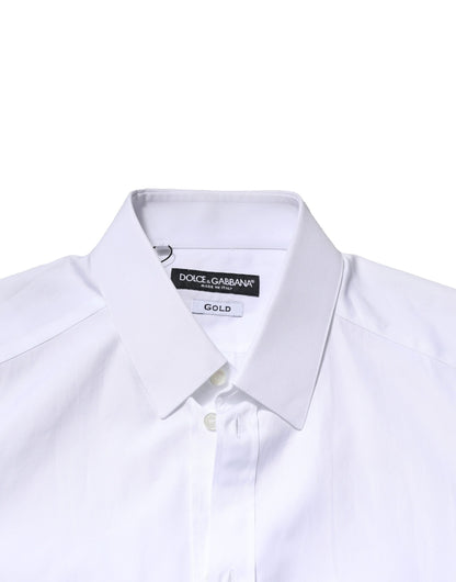 Camisa formal de vestir para hombre de manga larga Dolce &amp; Gabbana en color blanco dorado