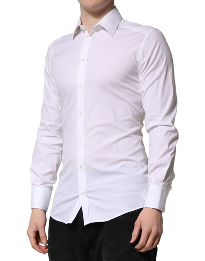 Camisa formal de vestir para hombre de manga larga Dolce &amp; Gabbana en color blanco dorado