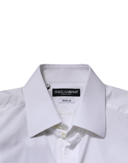 Camisa formal de vestir para hombre de manga larga Dolce &amp; Gabbana en color blanco dorado