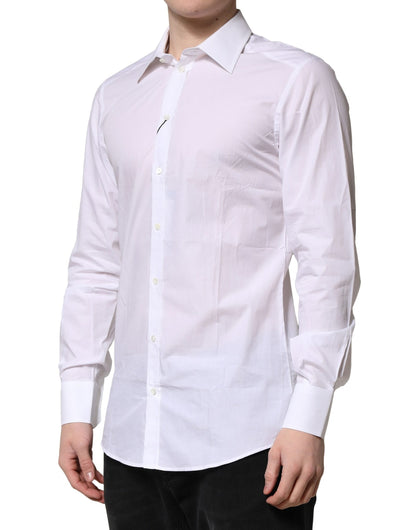 Camisa formal de manga larga Dolce &amp; Gabbana de algodón blanco dorado