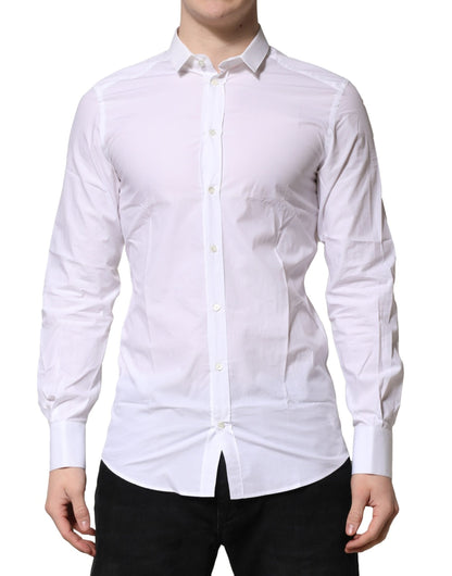 Camisa formal de manga larga Dolce &amp; Gabbana de algodón blanco dorado