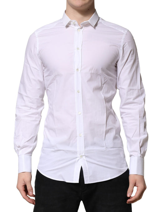 Camisa formal de manga larga Dolce &amp; Gabbana de algodón blanco dorado