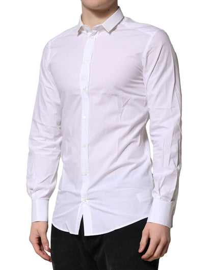 Camisa formal de manga larga Dolce &amp; Gabbana de algodón blanco dorado