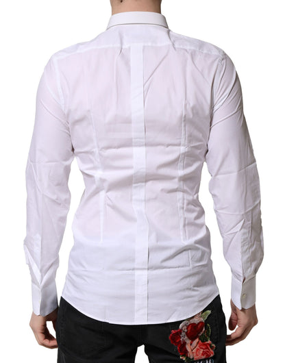 Camisa formal de manga larga Dolce &amp; Gabbana de algodón blanco dorado