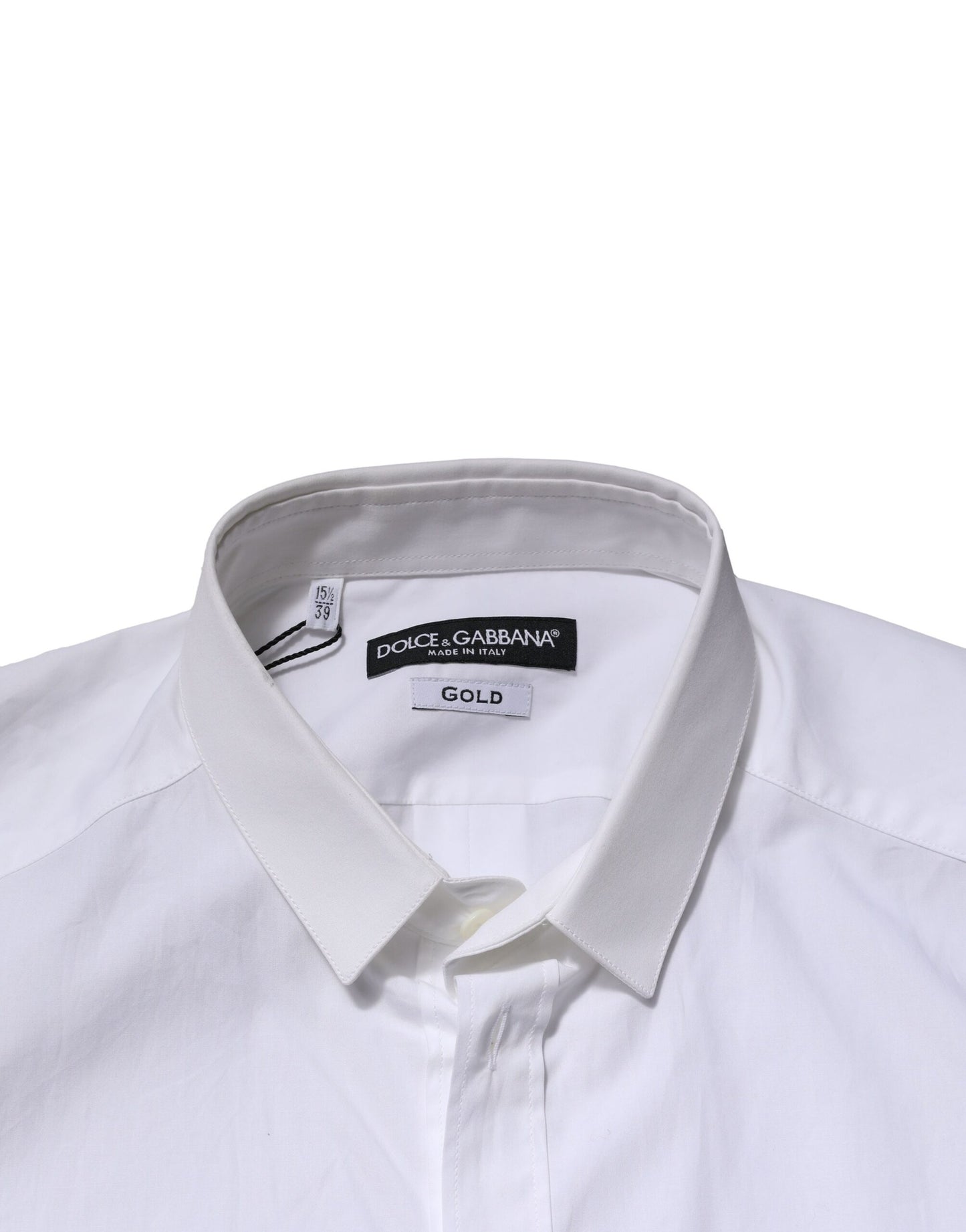 Camisa formal de manga larga Dolce &amp; Gabbana de algodón blanco dorado