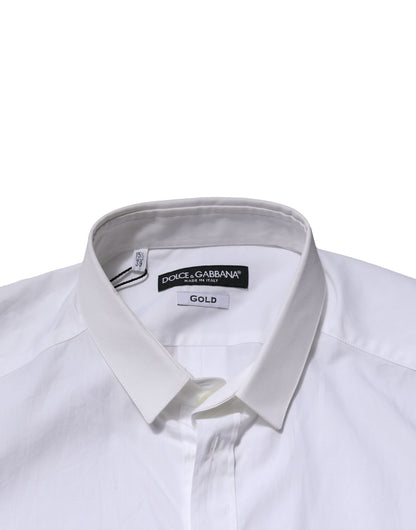 Camisa formal de manga larga Dolce &amp; Gabbana de algodón blanco dorado