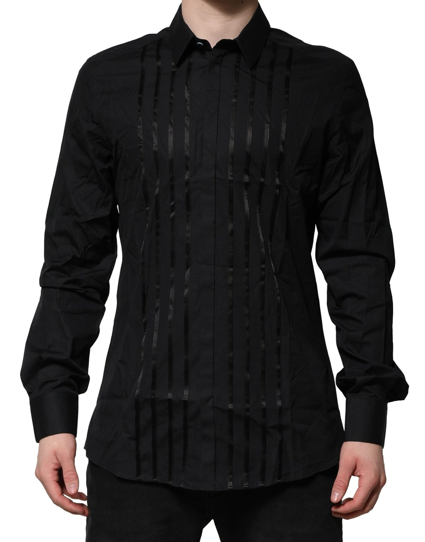 Camisa formal de vestir para hombre Dolce &amp; Gabbana de algodón negro dorado