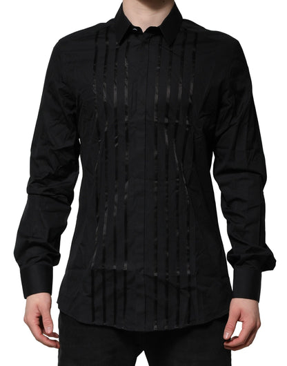 Camisa formal de vestir para hombre Dolce &amp; Gabbana de algodón negro dorado