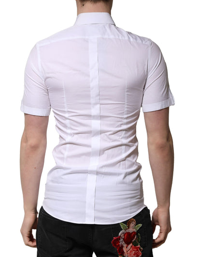 Camisa informal Dolce &amp; Gabbana de algodón blanco de manga corta dorada