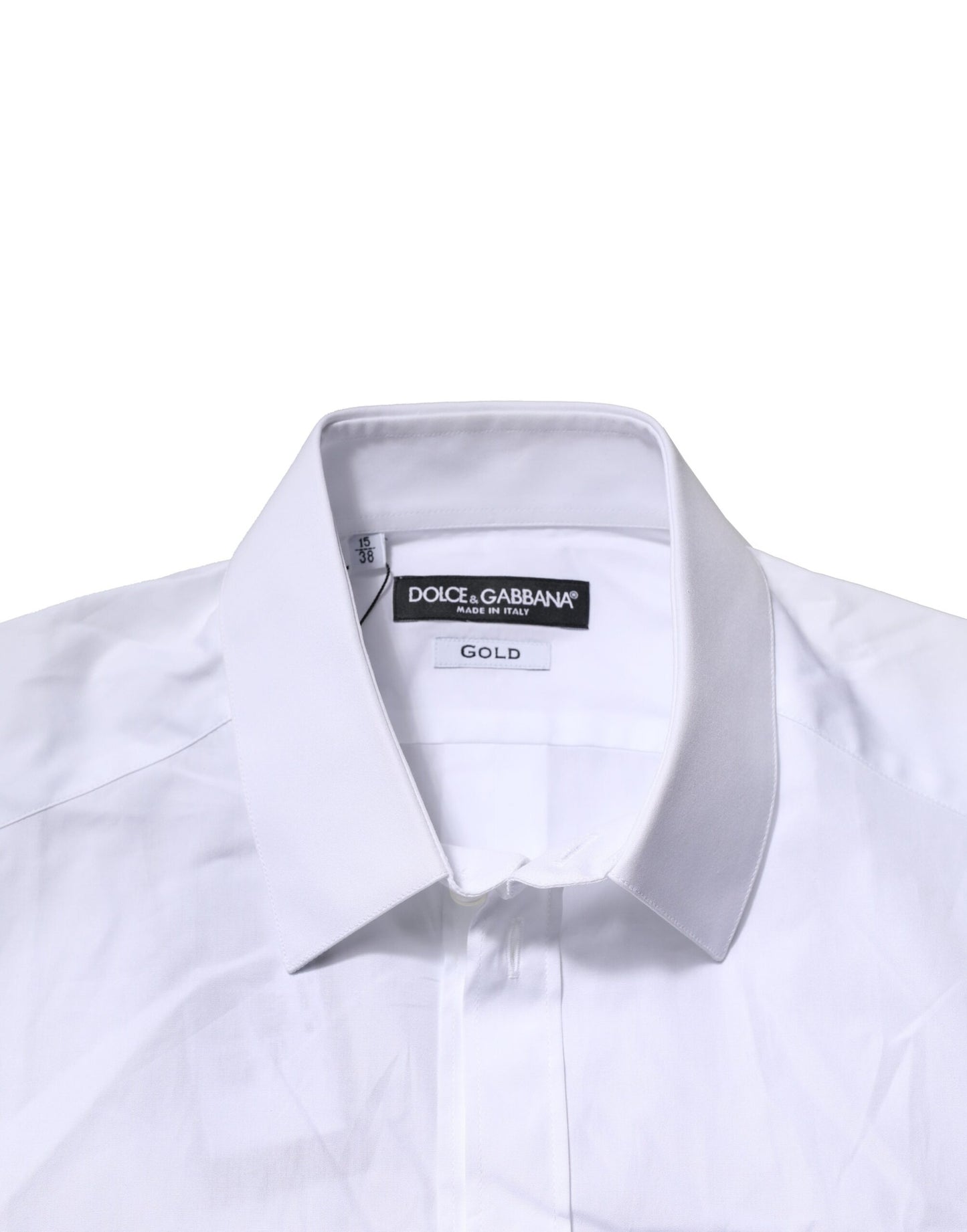 Camisa informal Dolce &amp; Gabbana de algodón blanco de manga corta dorada