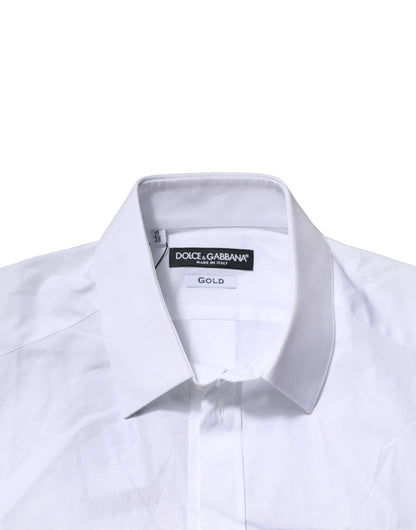 Camisa informal Dolce &amp; Gabbana de algodón blanco de manga corta dorada