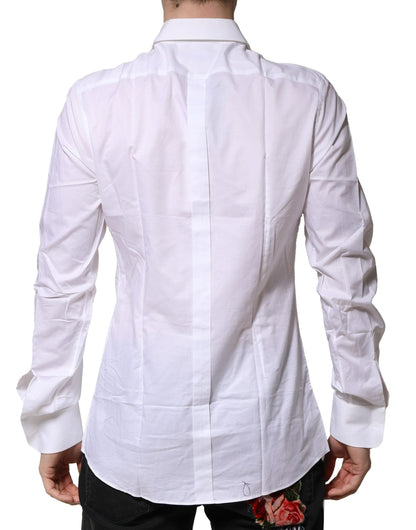 Dolce &amp; Gabbana Camisa Formal De Popelina De Algodón Con Babero Blanco GOLD Hombre
