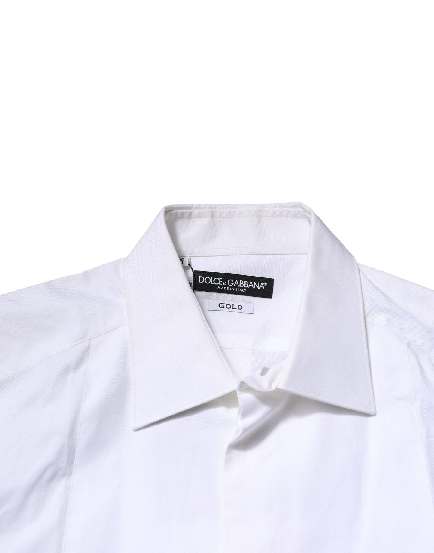 Dolce &amp; Gabbana Camisa Formal De Popelina De Algodón Con Babero Blanco GOLD Hombre