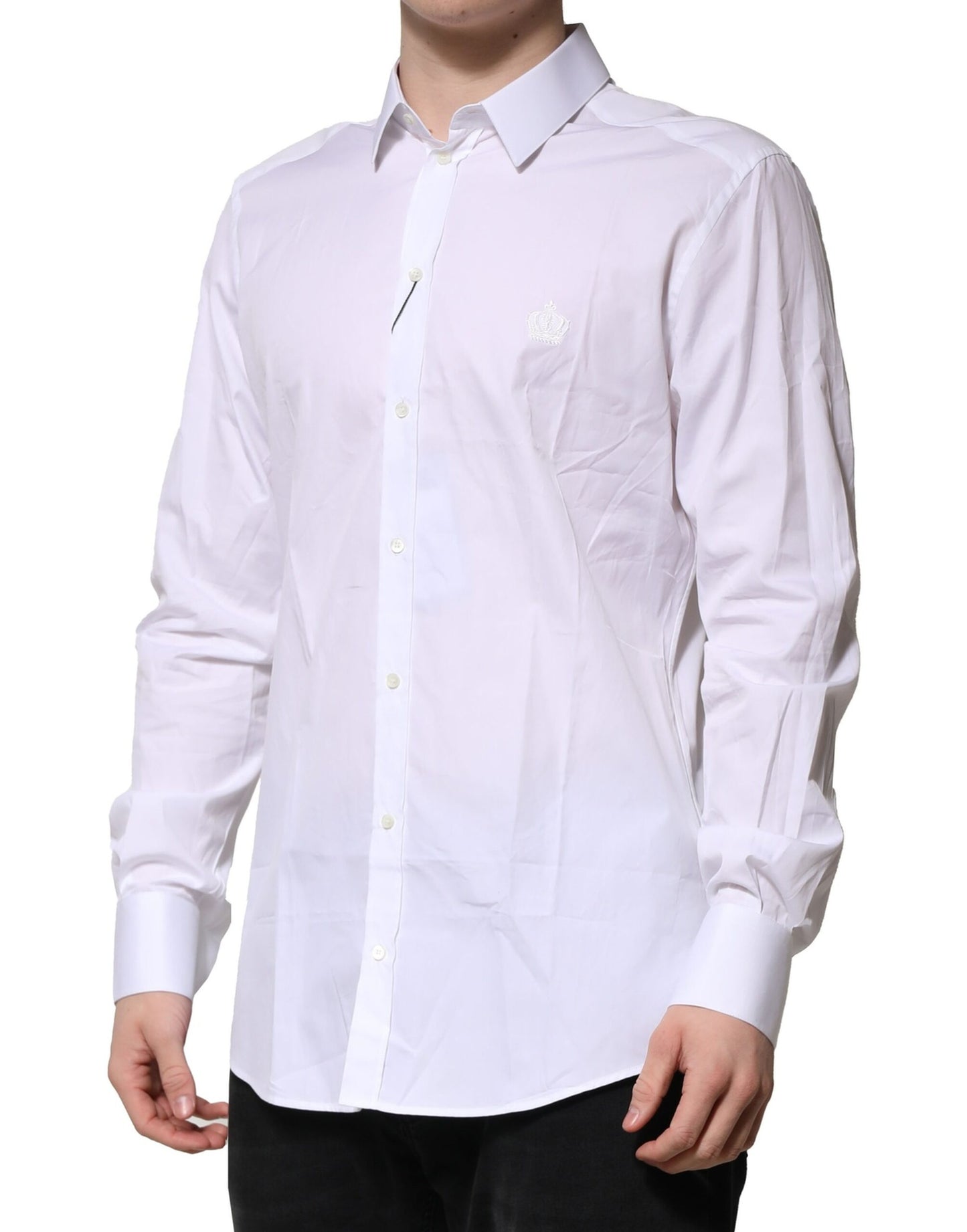 Camisa formal de vestir para hombre Dolce &amp; Gabbana de algodón blanco dorado