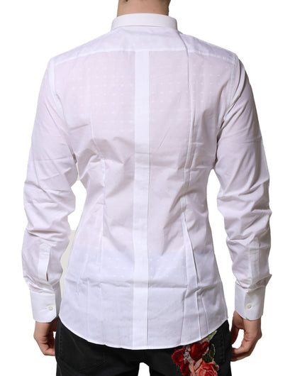 Camisa formal de manga larga Dolce &amp; Gabbana de algodón blanco dorado