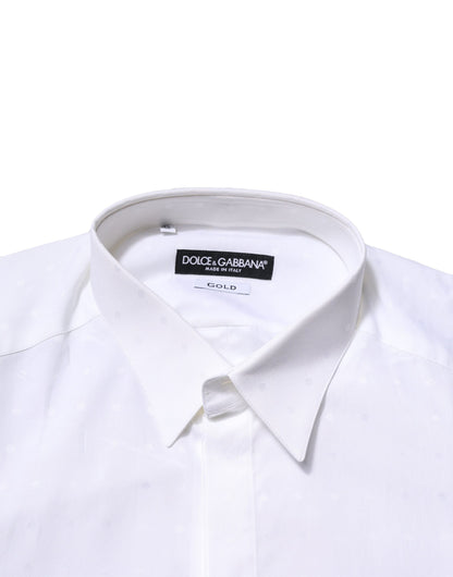 Camisa formal de manga larga Dolce &amp; Gabbana de algodón blanco dorado