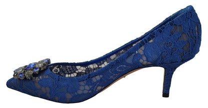 Bailarinas con cristales y encaje azul de Dolce &amp; Gabbana