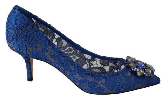 Bailarinas con cristales y encaje azul de Dolce &amp; Gabbana