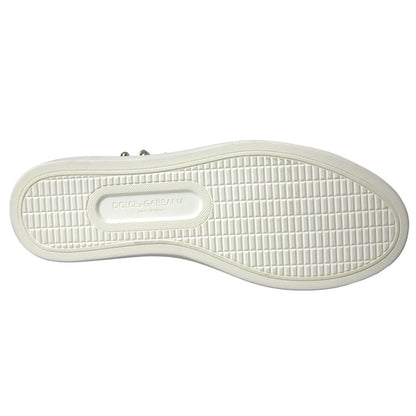 Dolce &amp; Gabbana Zapatillas De Deporte De Corazón Rojo Dorado De Cuero Blanco Zapatos