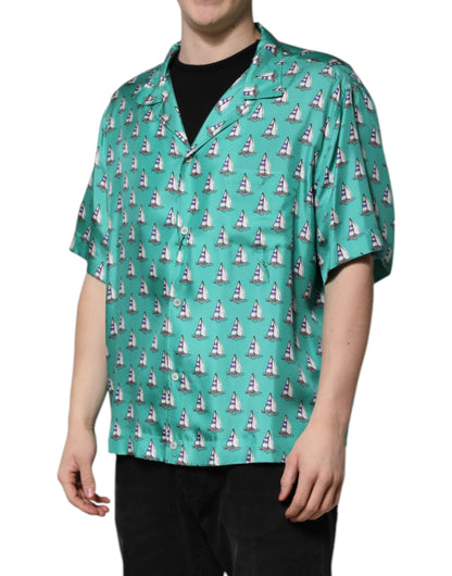 Camisa casual de manga corta con estampado verde de Dolce &amp; Gabbana