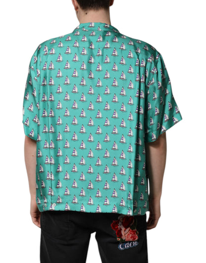 Camisa casual de manga corta con estampado verde de Dolce &amp; Gabbana