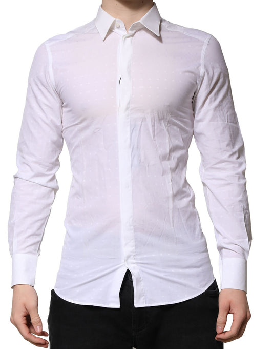 Camisa formal de manga larga Dolce &amp; Gabbana de algodón blanco dorado