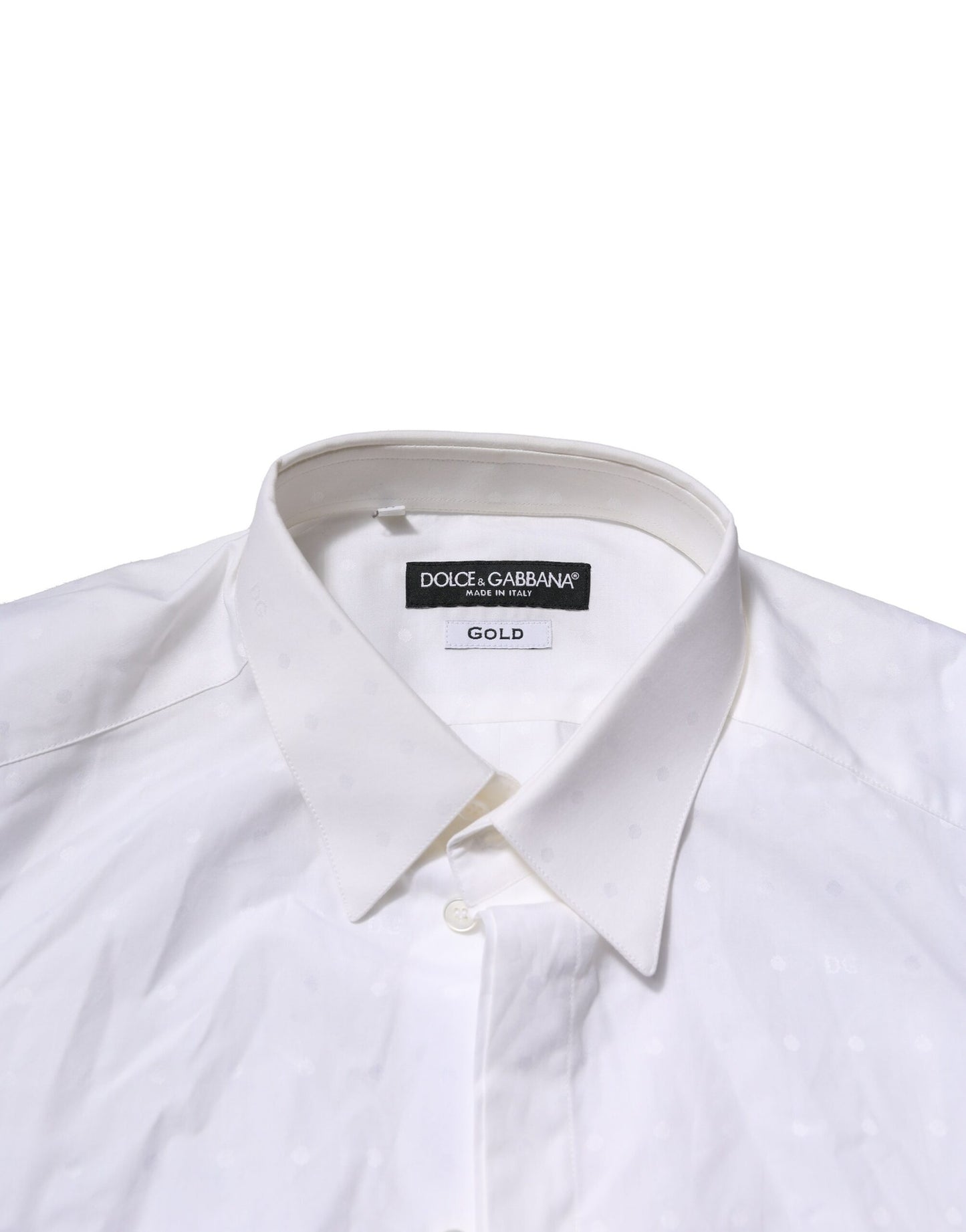 Camisa formal de manga larga Dolce &amp; Gabbana de algodón blanco dorado