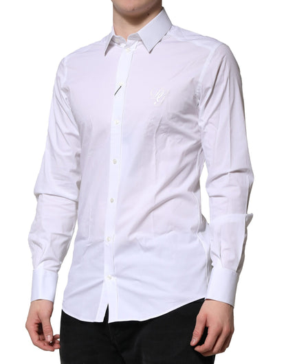 Camisa formal de manga larga Dolce &amp; Gabbana de algodón blanco dorado