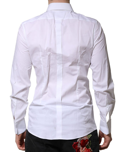 Camisa formal de manga larga Dolce &amp; Gabbana de algodón blanco dorado