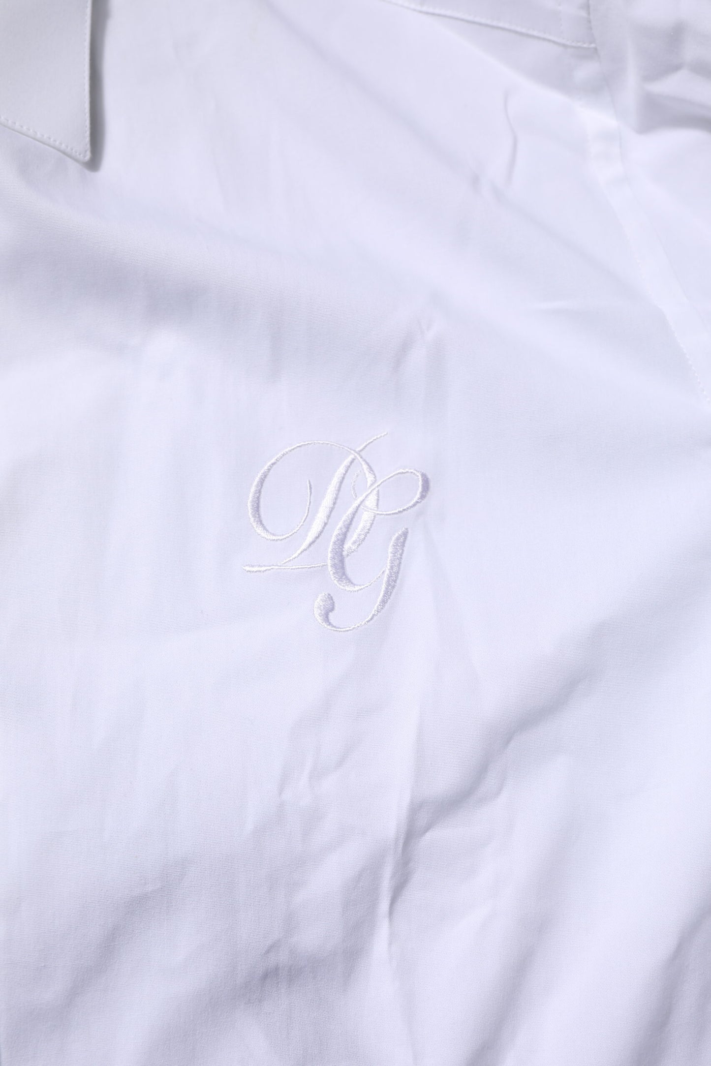 Camisa formal de manga larga Dolce &amp; Gabbana de algodón blanco dorado