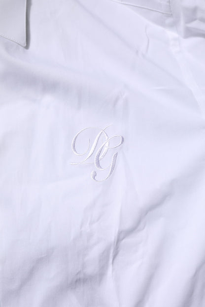 Camisa formal de manga larga Dolce &amp; Gabbana de algodón blanco dorado