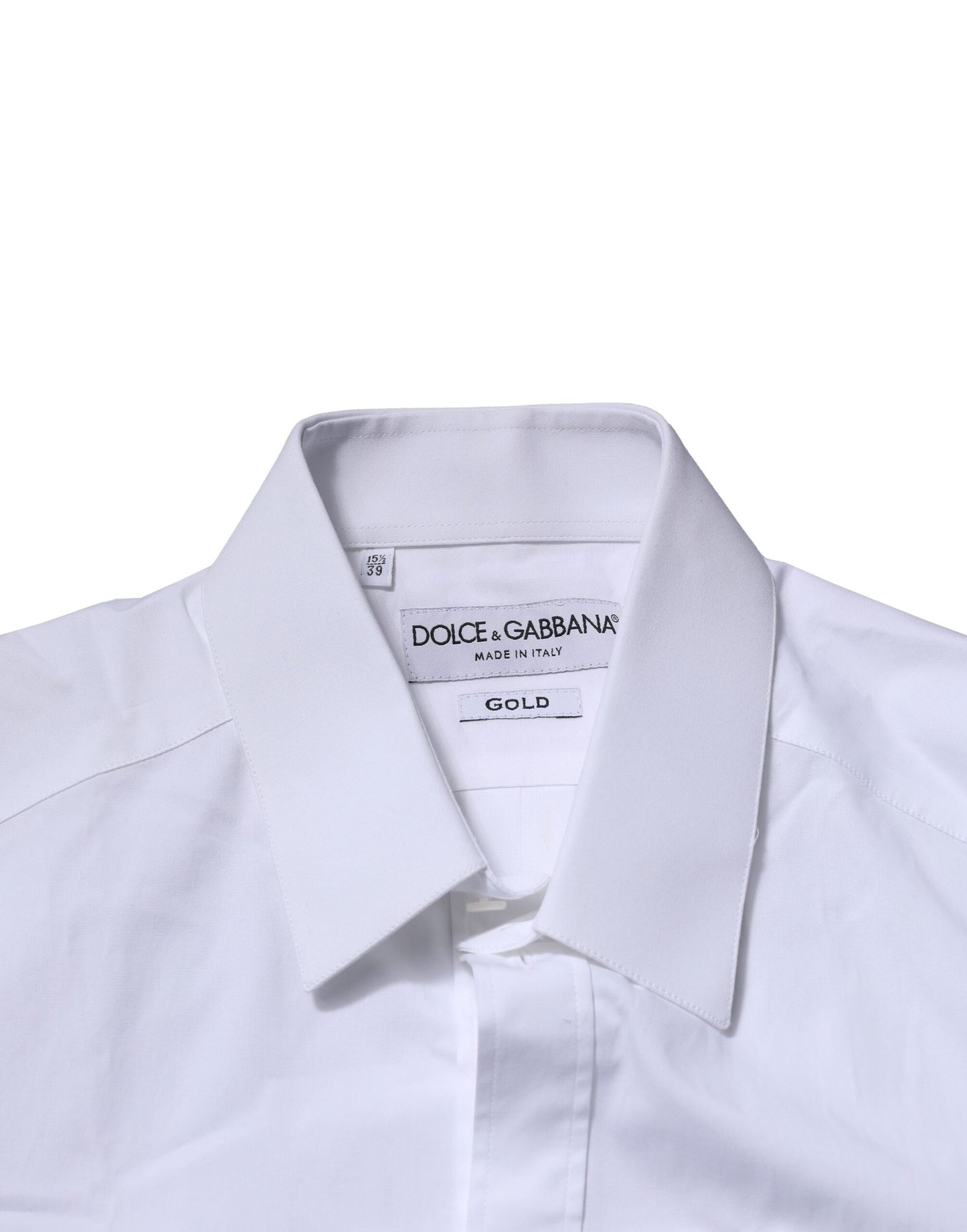 Camisa formal de manga larga Dolce &amp; Gabbana de algodón blanco dorado