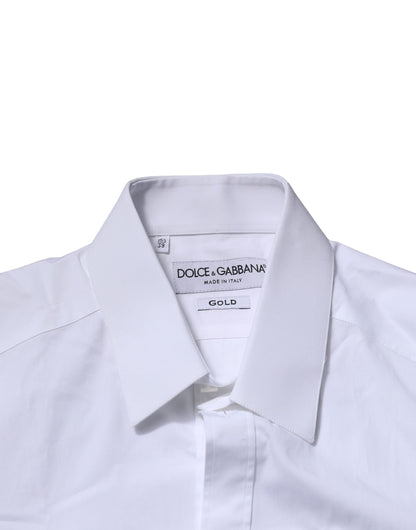 Camisa formal de manga larga Dolce &amp; Gabbana de algodón blanco dorado
