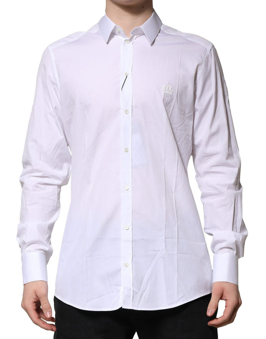 Camisa formal de manga larga Dolce &amp; Gabbana de algodón blanco dorado