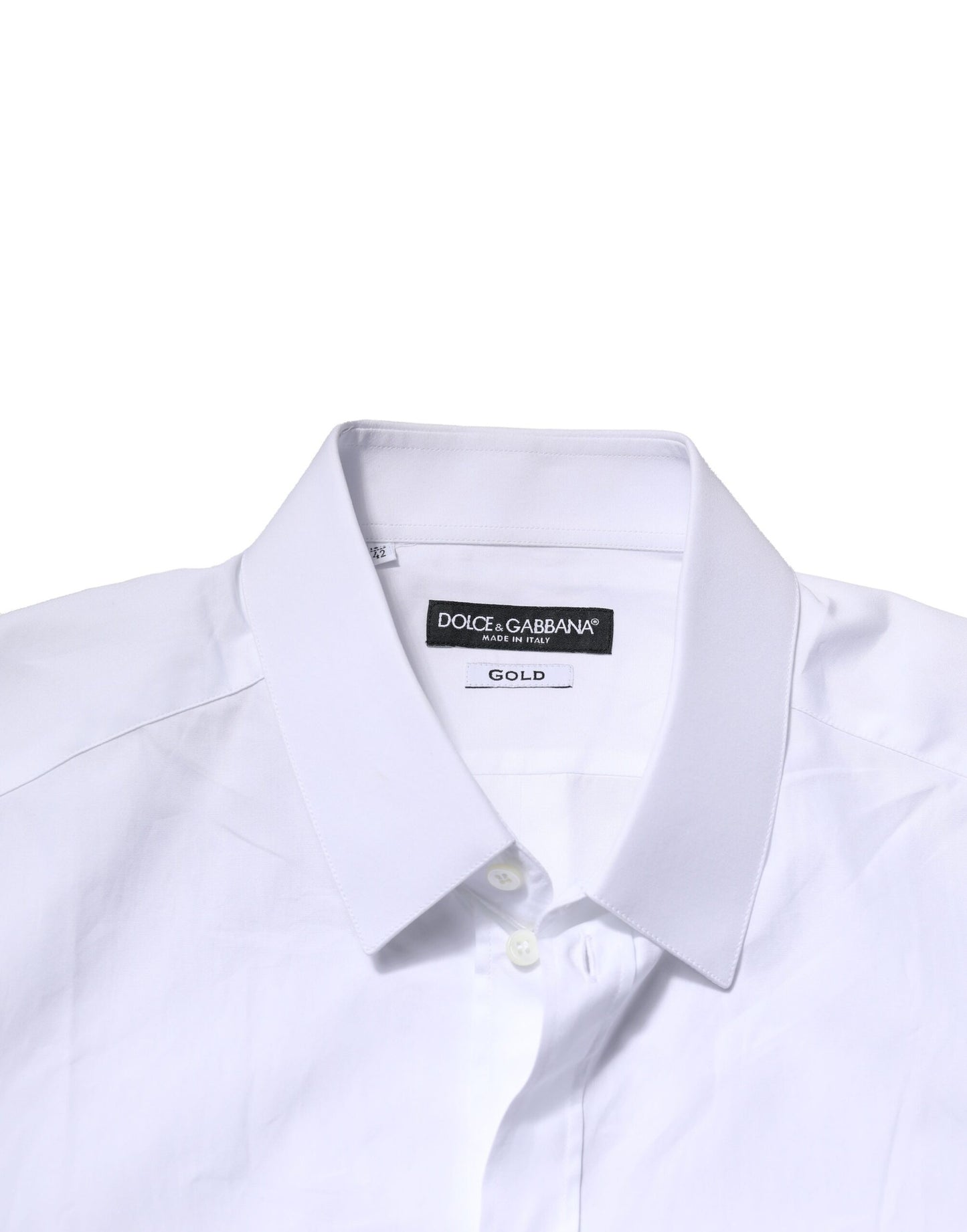 Camisa formal de manga larga Dolce &amp; Gabbana de algodón blanco dorado