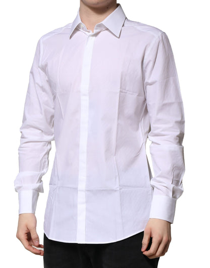 Camisa formal de manga larga Dolce &amp; Gabbana de algodón blanco dorado