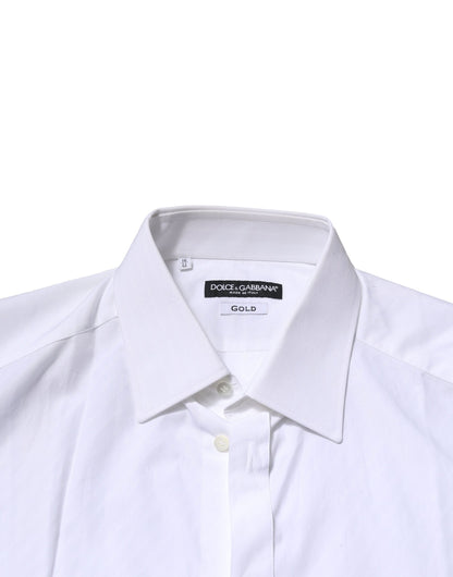 Camisa formal de manga larga Dolce &amp; Gabbana de algodón blanco dorado
