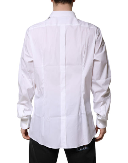 Camisa formal de manga larga Dolce &amp; Gabbana de algodón blanco dorado