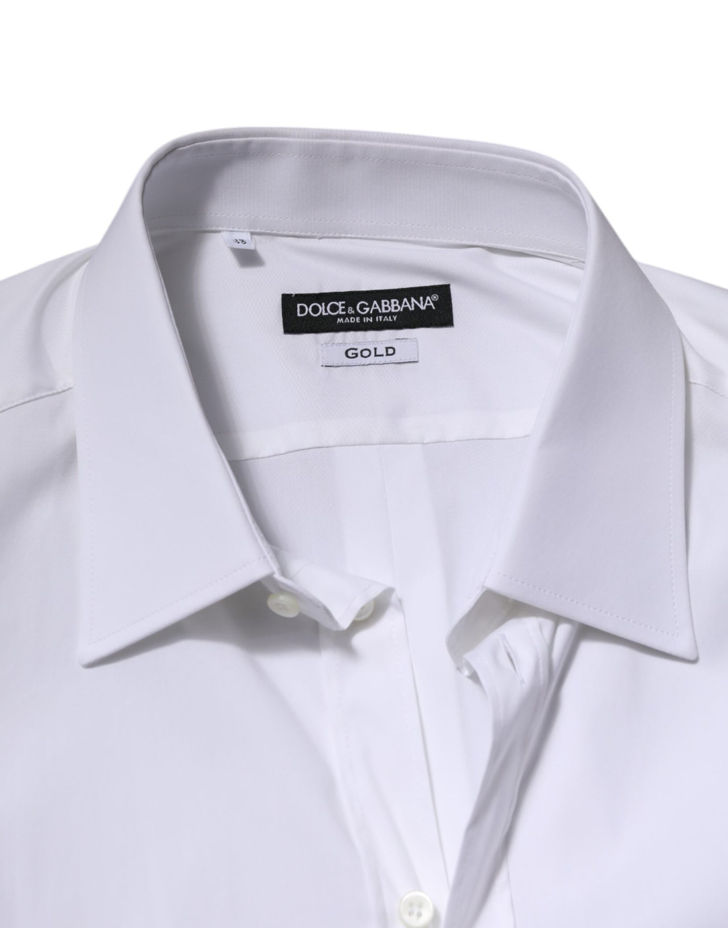 Camisa formal de manga larga Dolce &amp; Gabbana de algodón blanco dorado