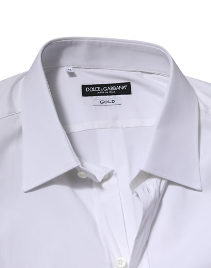 Camisa formal de manga larga Dolce &amp; Gabbana de algodón blanco dorado