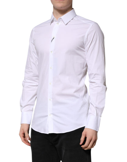 Camisa formal de manga larga Dolce &amp; Gabbana de algodón blanco dorado