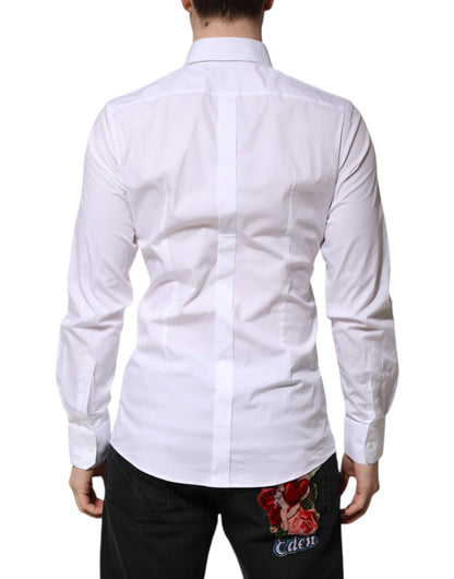Camisa formal de manga larga Dolce &amp; Gabbana de algodón blanco dorado