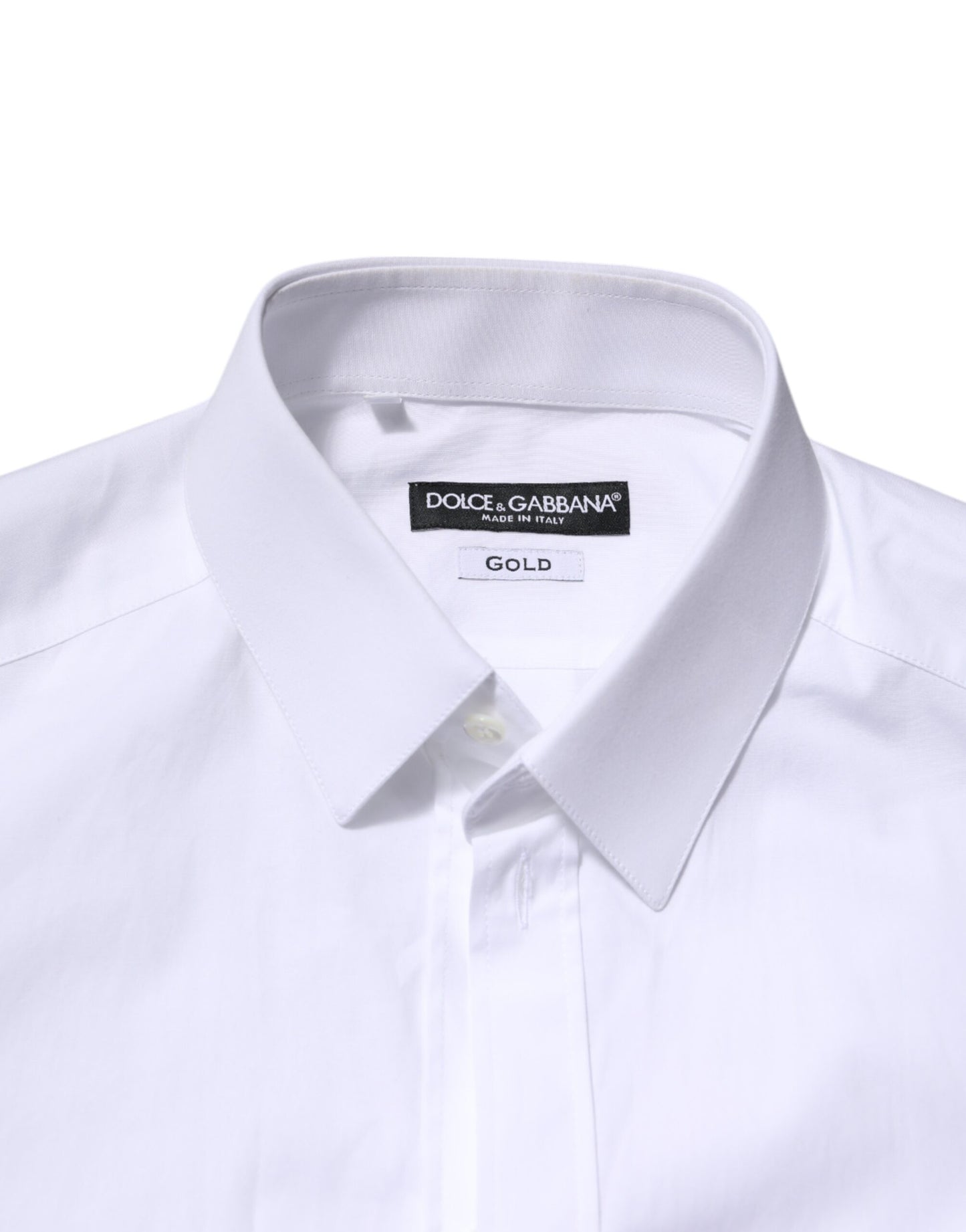 Camisa formal de manga larga Dolce &amp; Gabbana de algodón blanco dorado