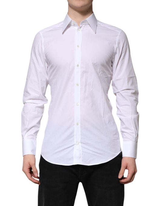 Camisa formal de manga larga Dolce &amp; Gabbana de algodón blanco dorado