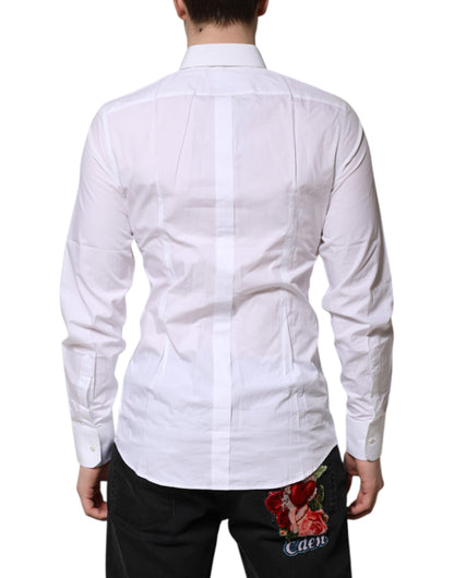 Camisa formal de manga larga Dolce &amp; Gabbana de algodón blanco dorado