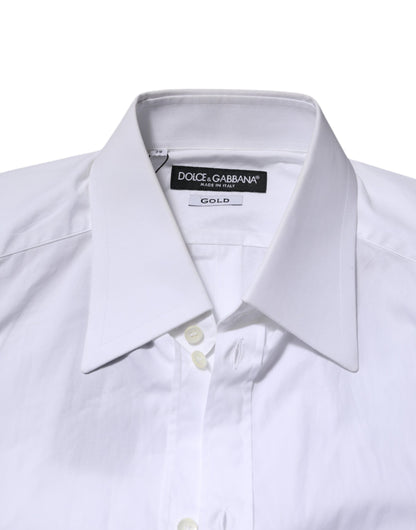 Camisa formal de manga larga Dolce &amp; Gabbana de algodón blanco dorado