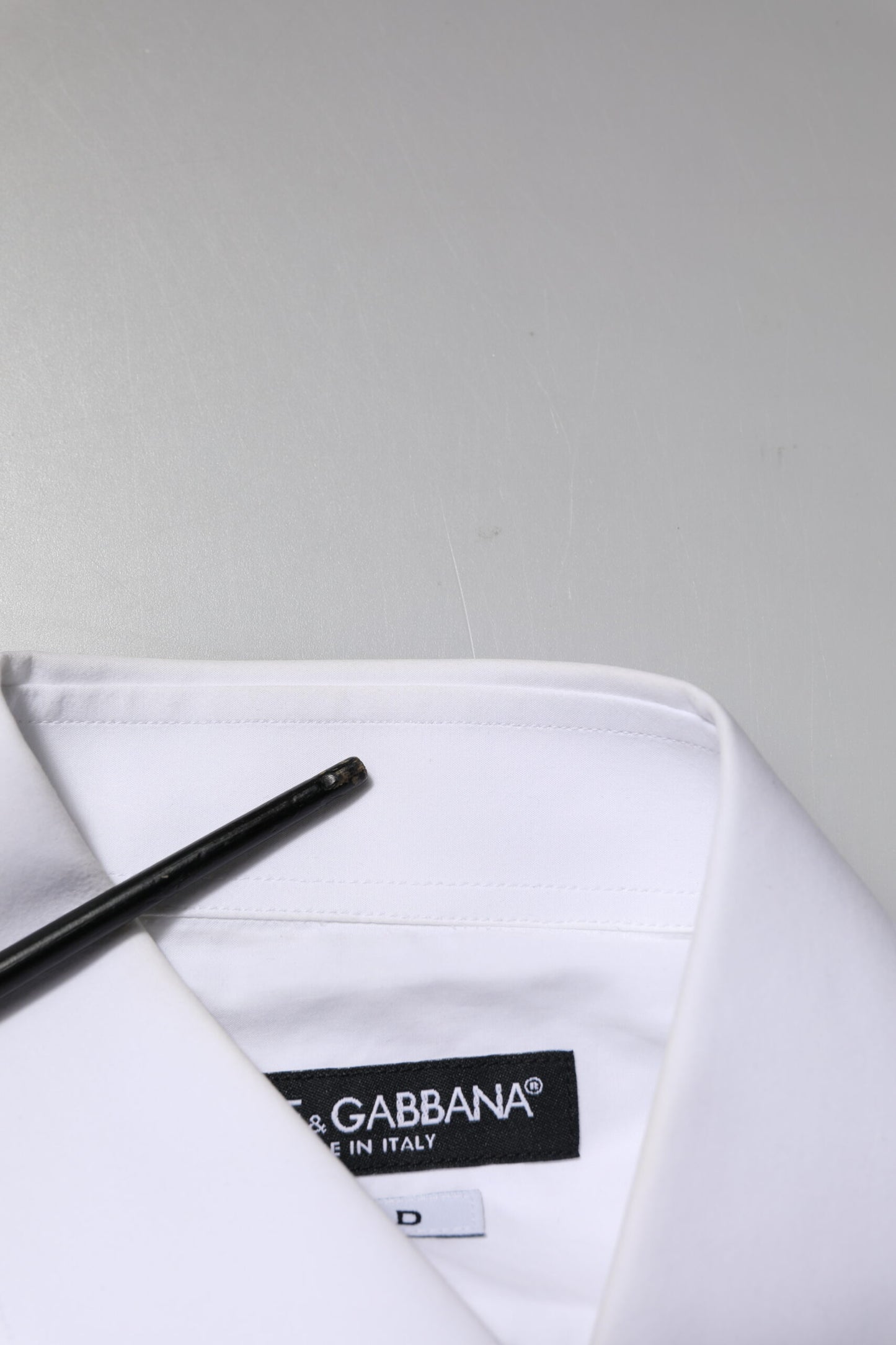 Camisa formal de manga larga Dolce &amp; Gabbana de algodón blanco dorado
