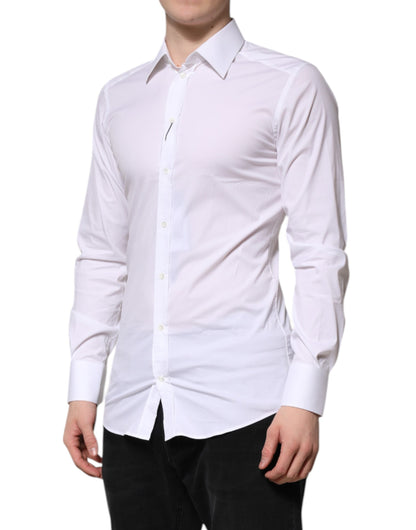 Camisa formal de manga larga Dolce &amp; Gabbana de algodón blanco dorado